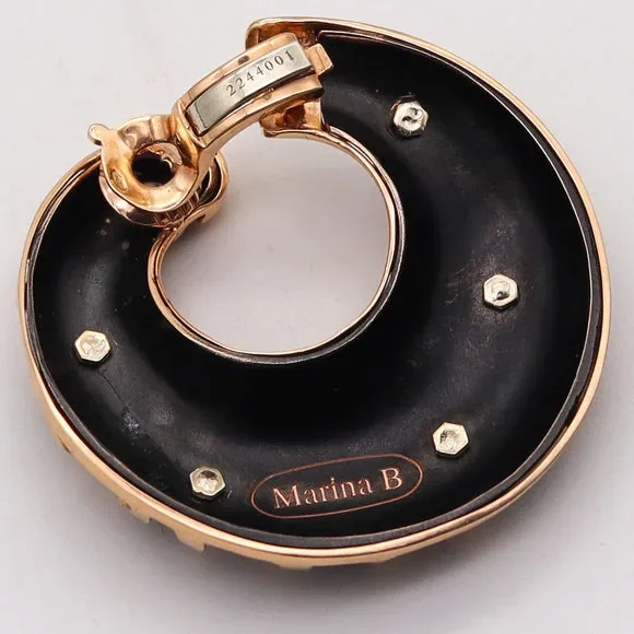 Marina B. Milan Funny Giraffe Pattern Earrings 18Kt Yellow Blackened - Picture 10 of 10